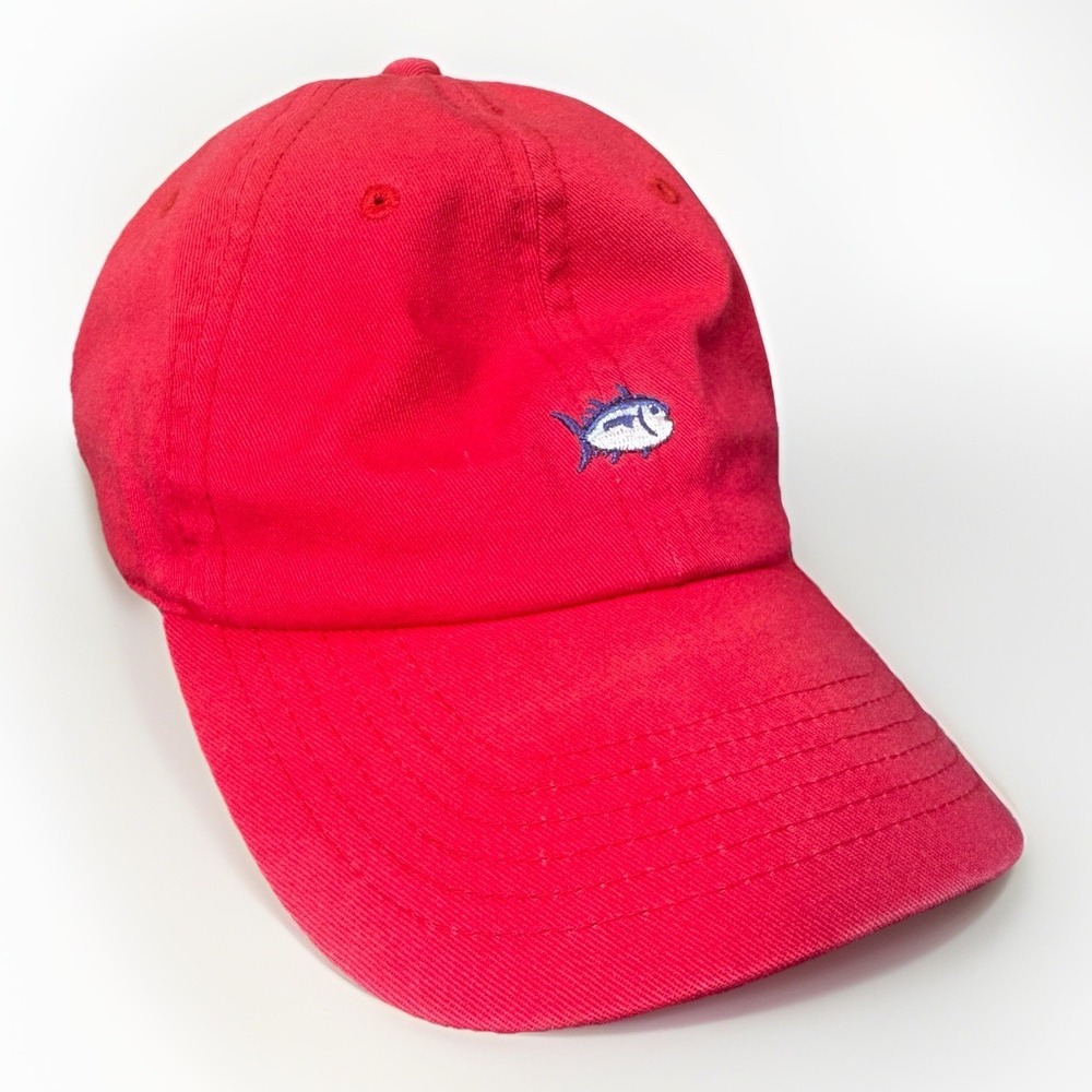 Southern Tide Red Cotton Baseball Adjustable Strap Cap Beach Fishing Hat